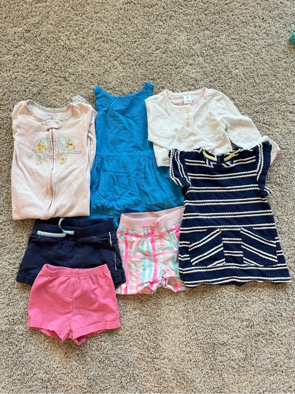 Baby Girl Clothing Bundle 18M Dresses Shorts Carter’s Cat & Jack Outfit Lot